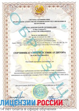 Образец сертификата соответствия аудитора №ST.RU.EXP.00014299-1 Ярославль Сертификат ISO 14001